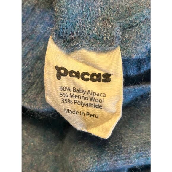 PACAS Blue Purple Alpaca Cropped Button Up Sweater Cardigan Size Small (5093) - Picture 4 of 5